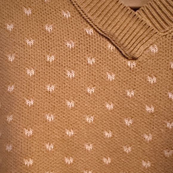 Free People Tan with Hearts V-Neck Sweater Vest - Picture 3 of 3
